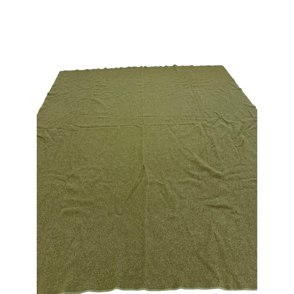 VTG US Military Wool Bed Blanket Olive Green 118 66x84 DA-36-243 1962 USA Made